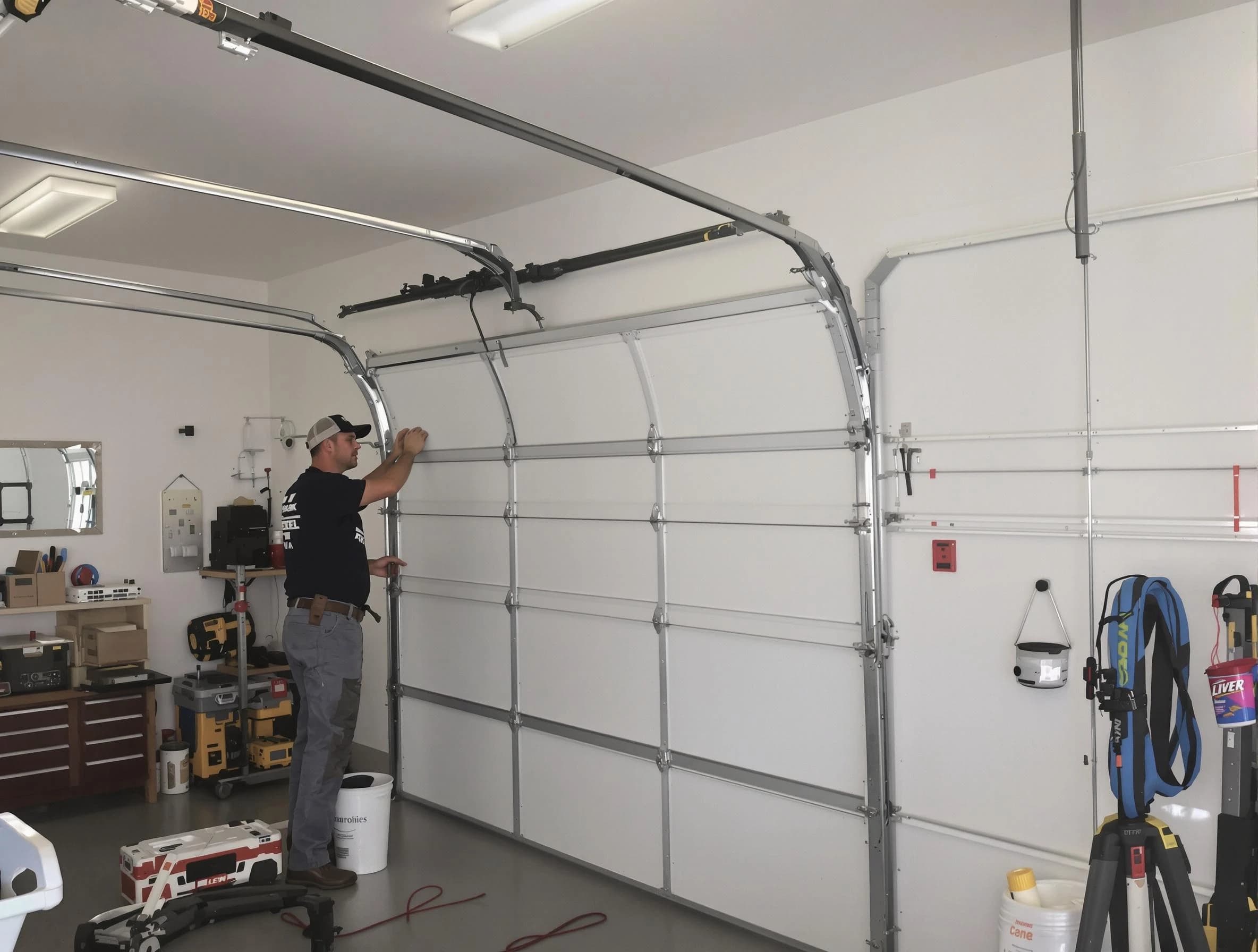 Needham Garage Door Repair team installing new garage door in Needham