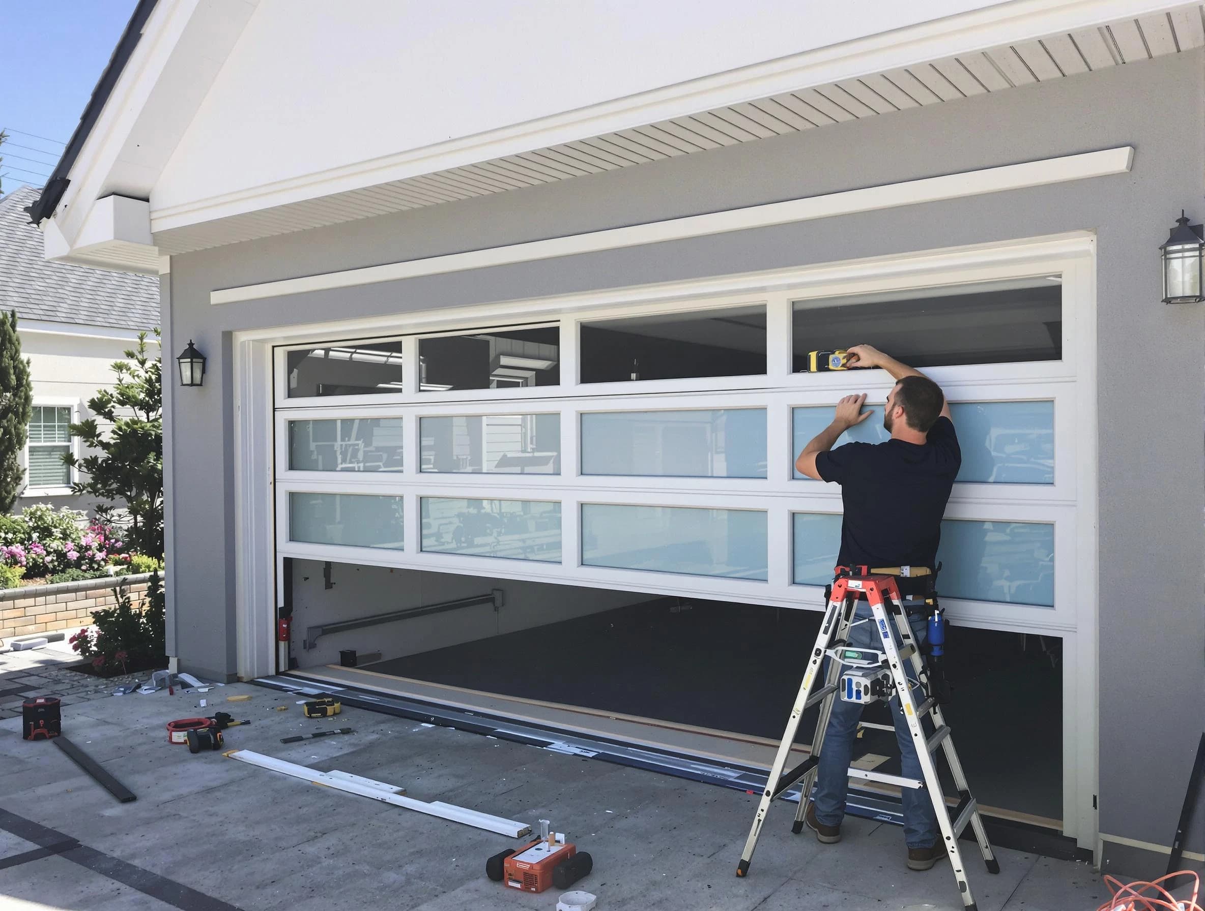 Needham Garage Door Repair team performing garage door replacement in Needham