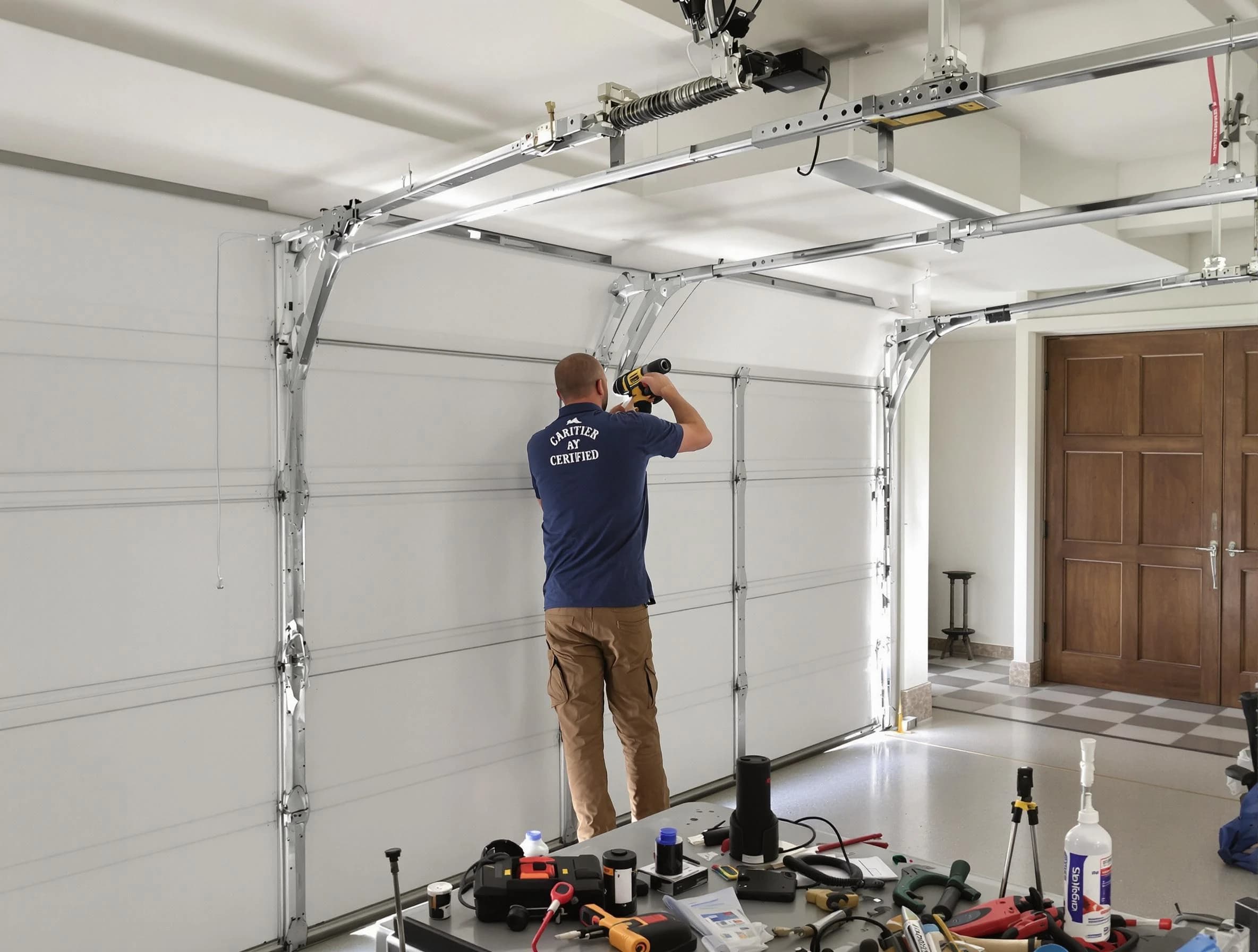 Needham Garage Door Repair certified technician performing precision garage door repair in Needham