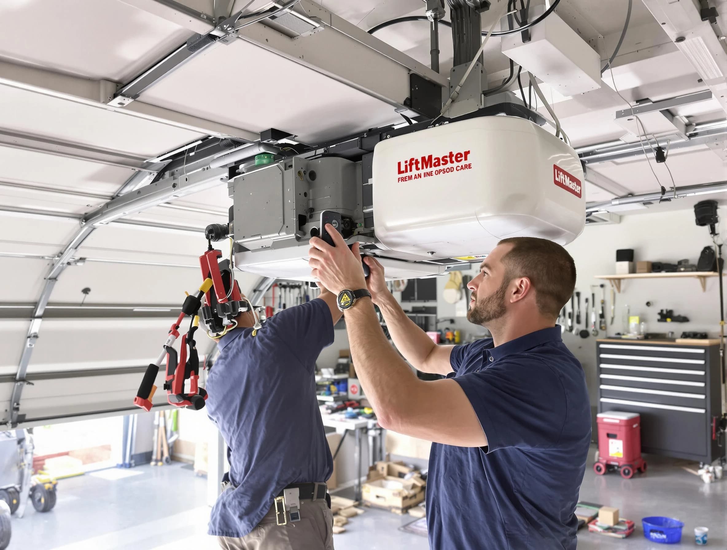 Needham Garage Door Repair technician performing advanced diagnostics on garage opener in Needham