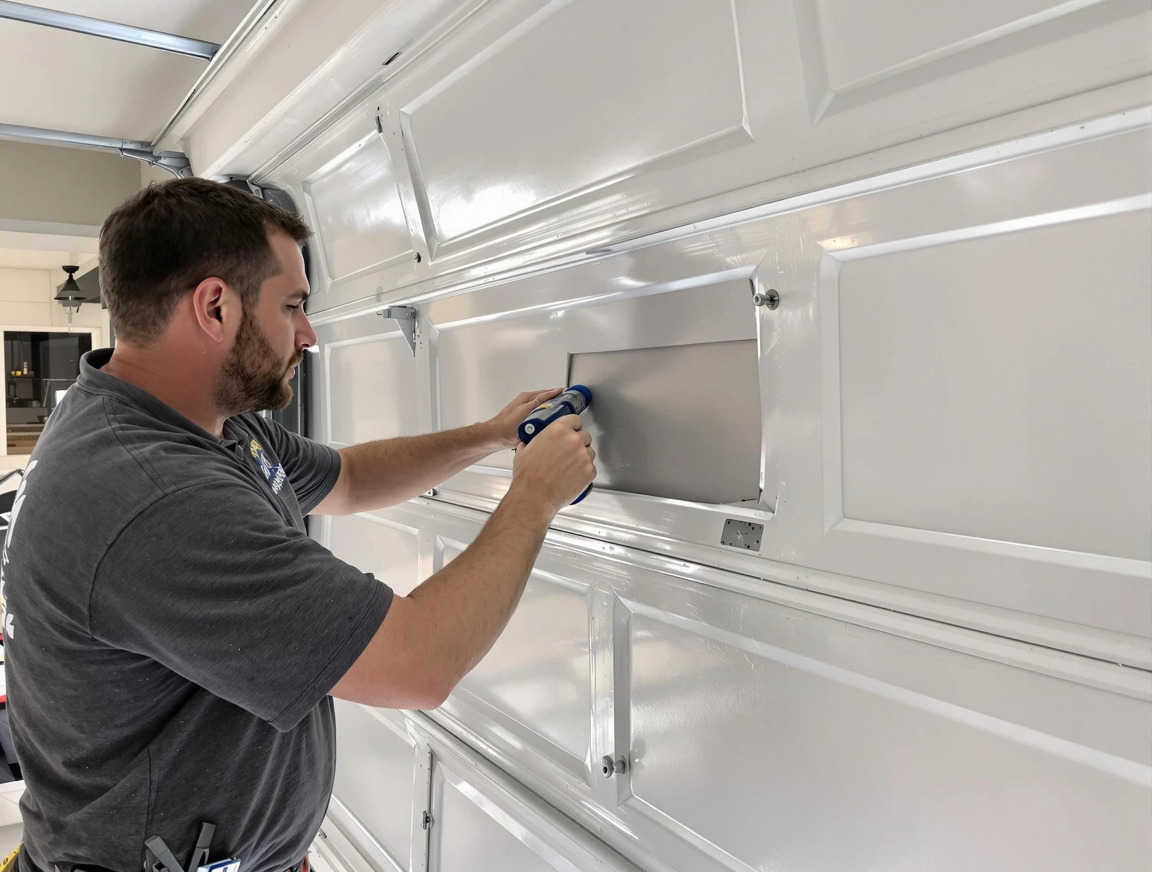 Garage door panel repair by Needham Garage Door Repair in Needham