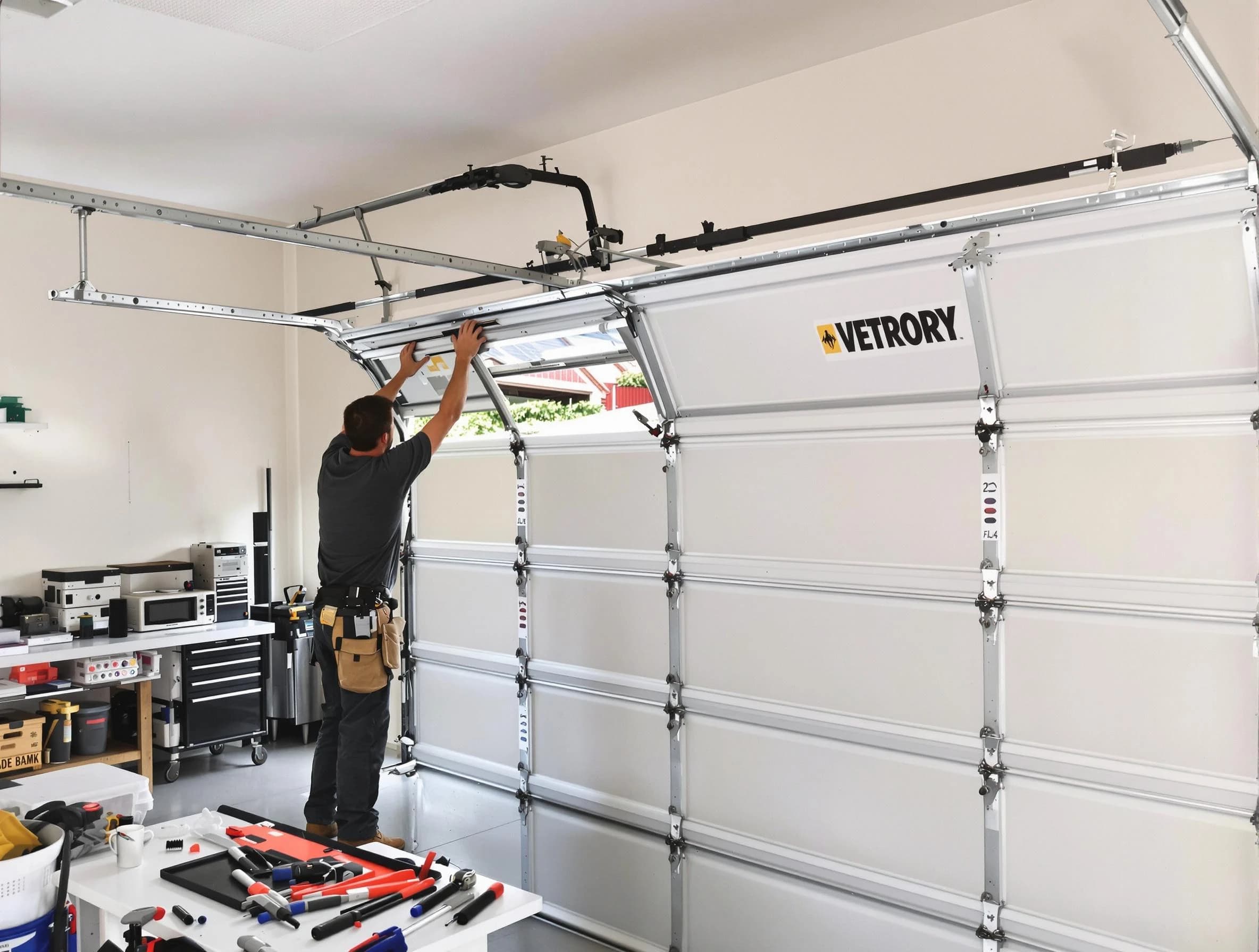 Needham Garage Door Repair technician performing section replacement in Needham